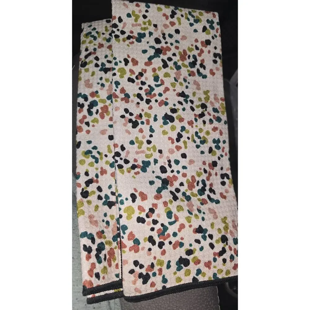 2 Room Essentials Splatter Green Kitchen Dish Towel 16x26 Cotton Blend Absorbent
